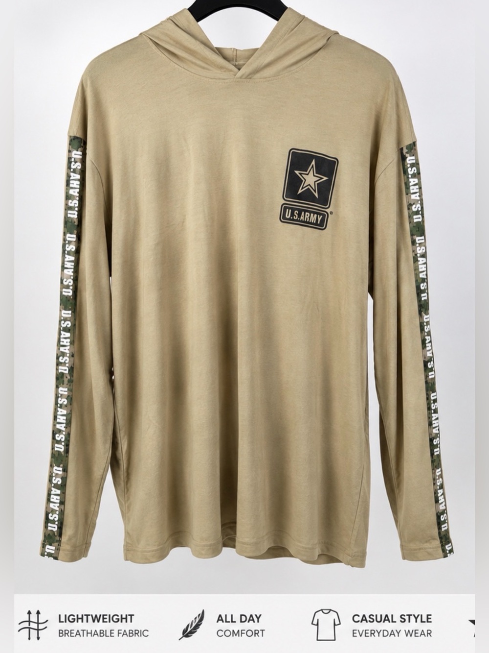 U.S. Army Lightweight Hooded Long-Sleeve Tee - Tan